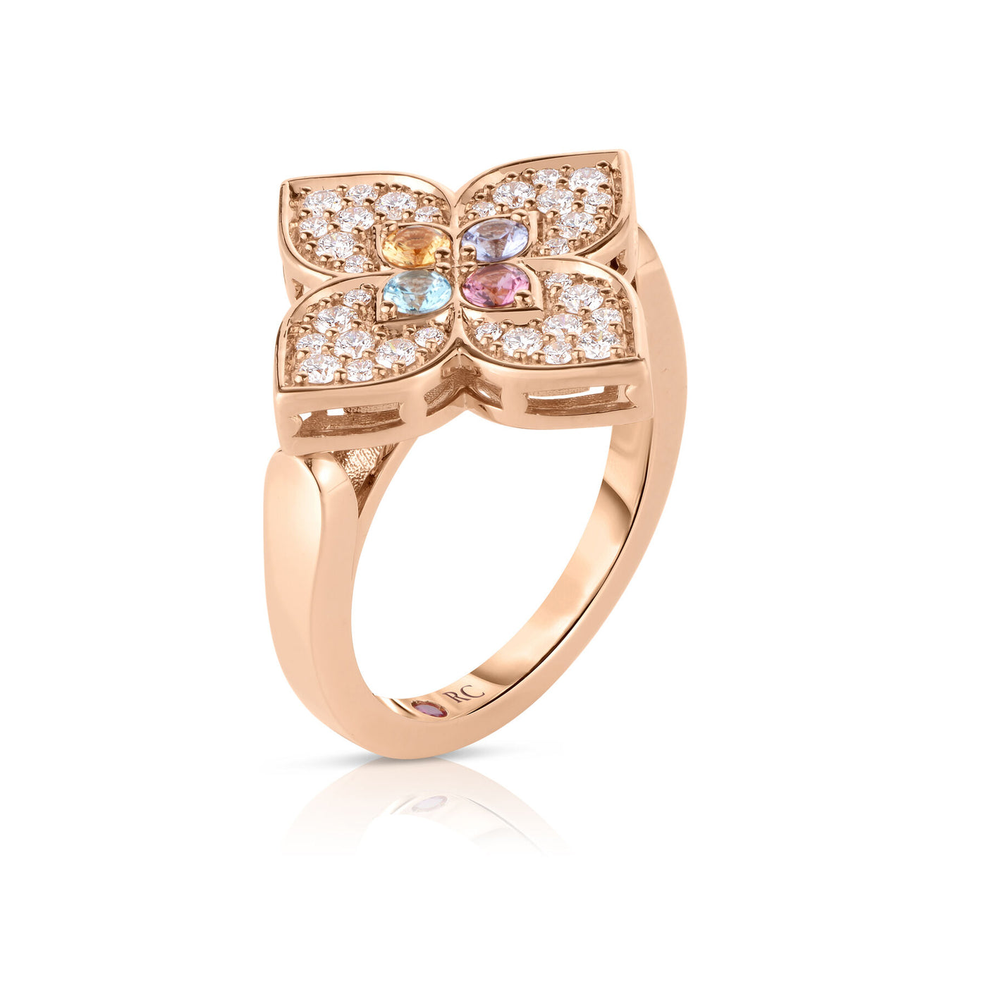Diamond & Mixed Stones Large Flower Ring