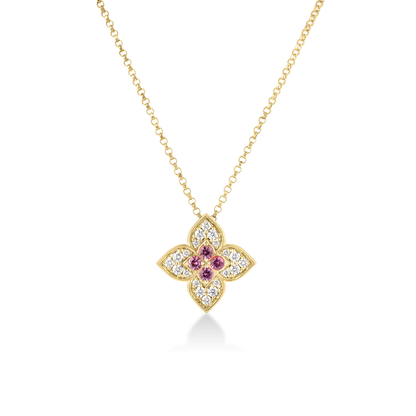 Diamond & Rubellite Medium Flower Necklace