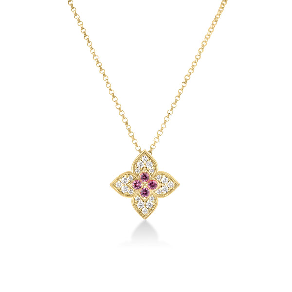 Diamond & Rubellite Medium Flower Necklace