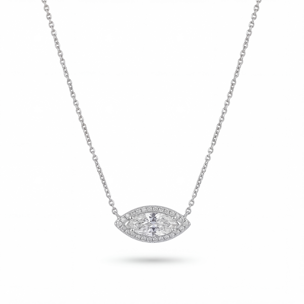 East-West Marquise Diamond Halo Pendant | 1.09tw
