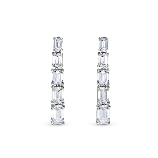 Emerald Cut Diamond Drop Earrings | 4.40tw