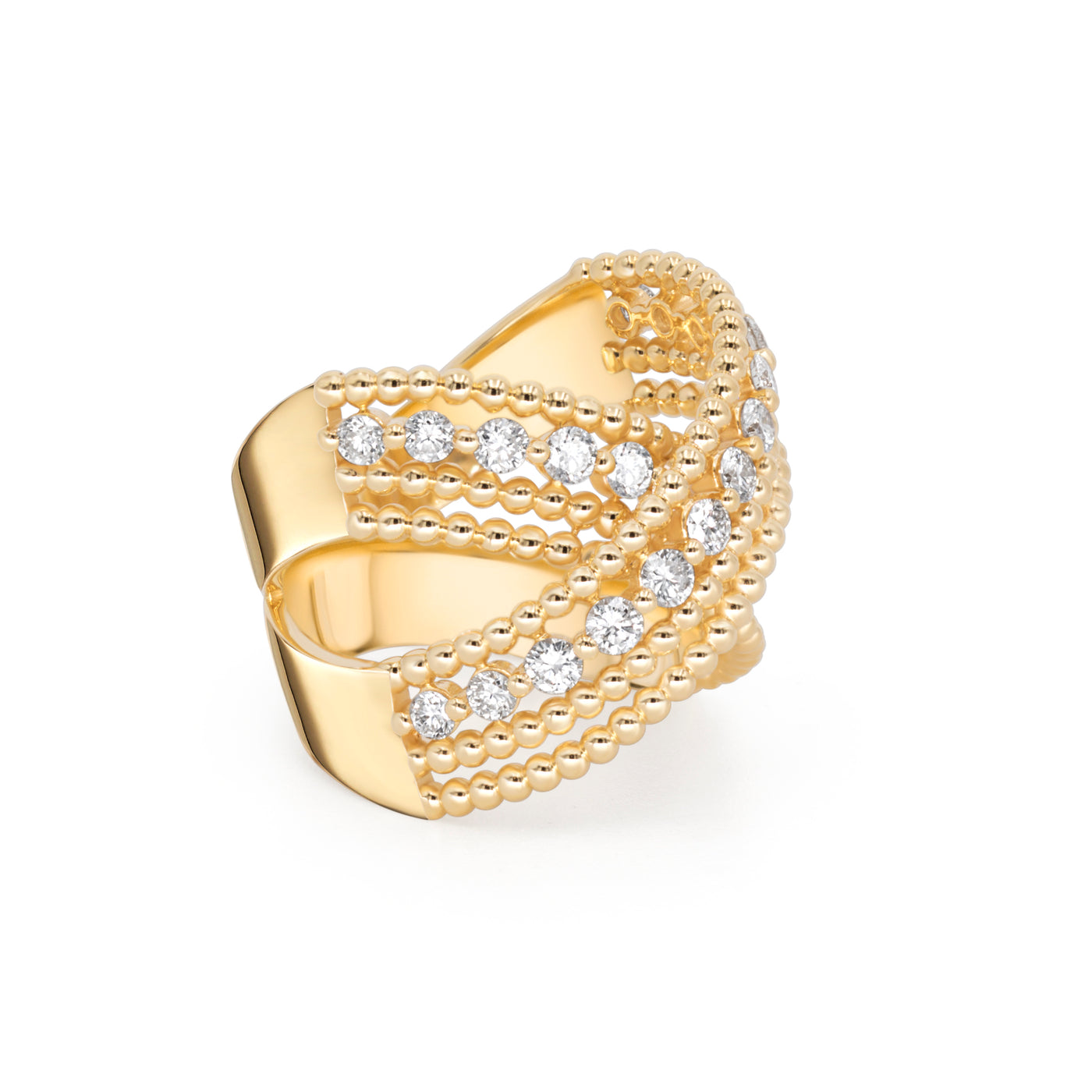 Diamond "X" Beaded Edge Ring