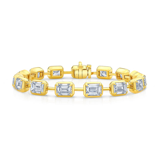 East-West Illusion Bezel Emerald Cut Diamond Bracelet | 11.70tw