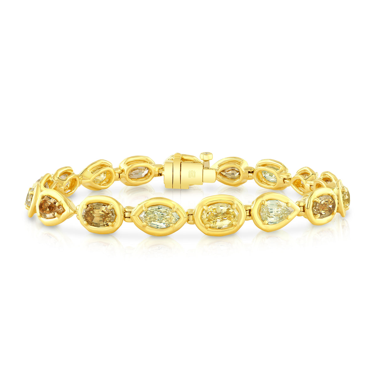 Bezel Set Fancy Color Mixed Shape Diamond Bracelet | 10.95tw