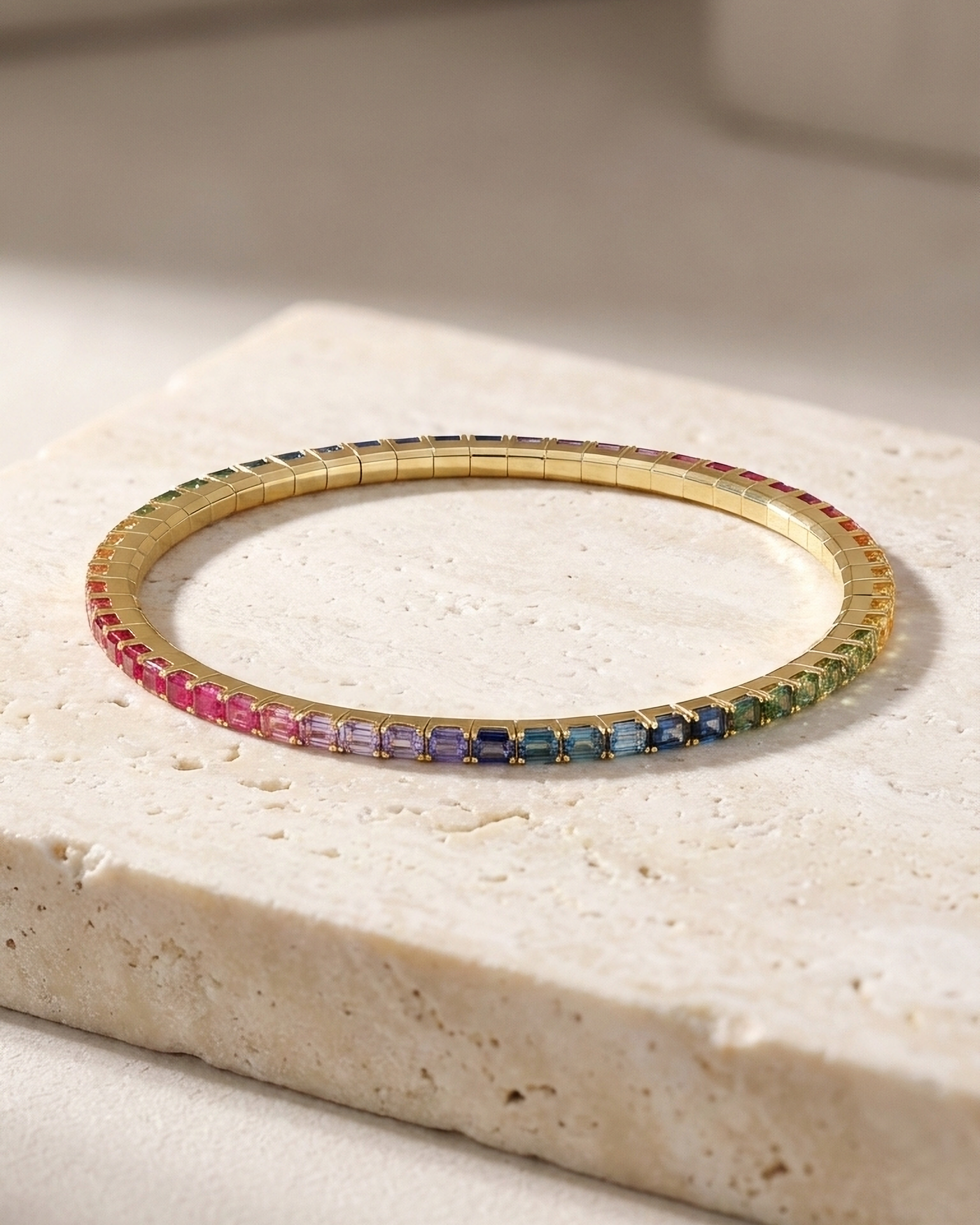 Rainbow Sapphire Stretch Bracelet