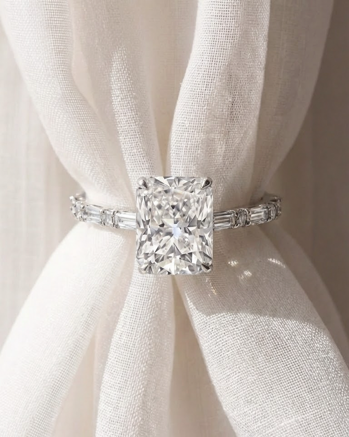 Radiant Cut Diamond Ring with Alara and Blaze Cut Band | 3.94tw
