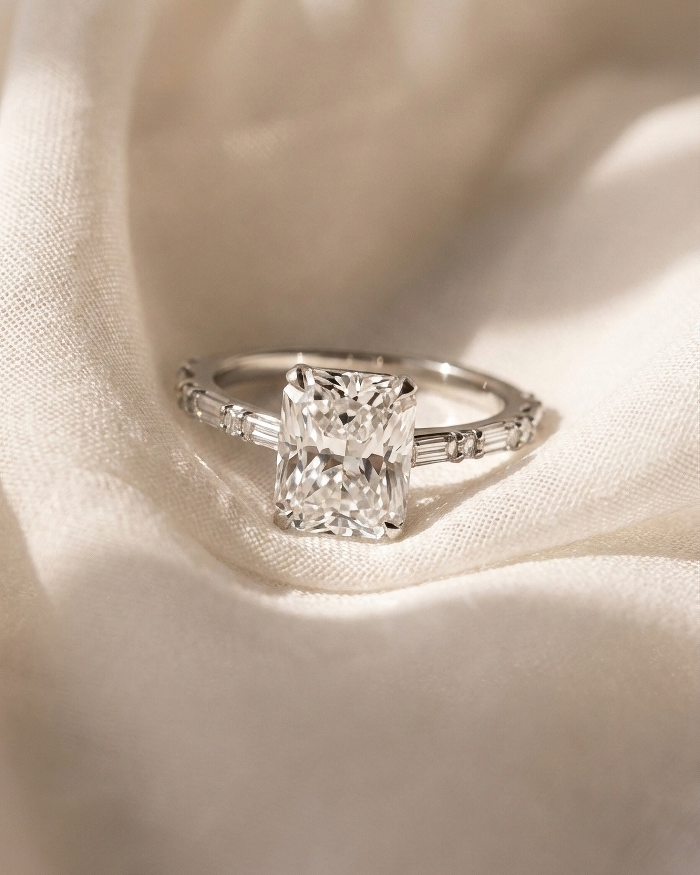 Radiant Cut Diamond Ring with Alara and Blaze Cut Band | 3.94tw