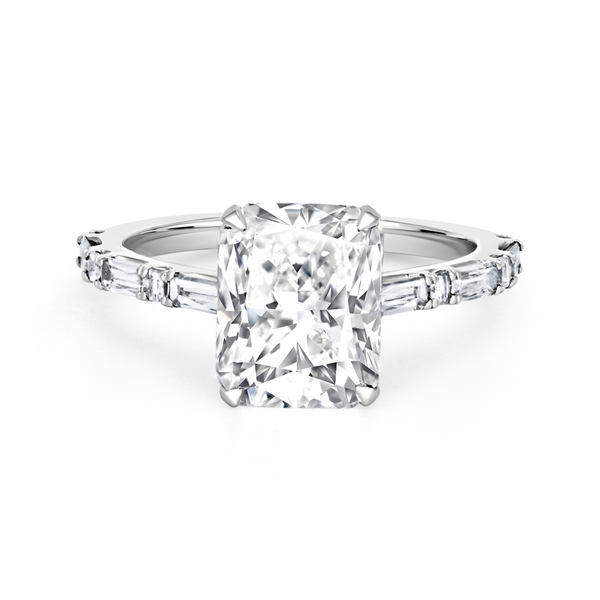 Radiant Cut Diamond Ring with Alara and Blaze Cut Band | 3.94tw