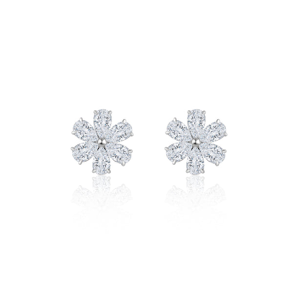 Pear Shape Diamond Flower Stud Earrings | 2.37tw