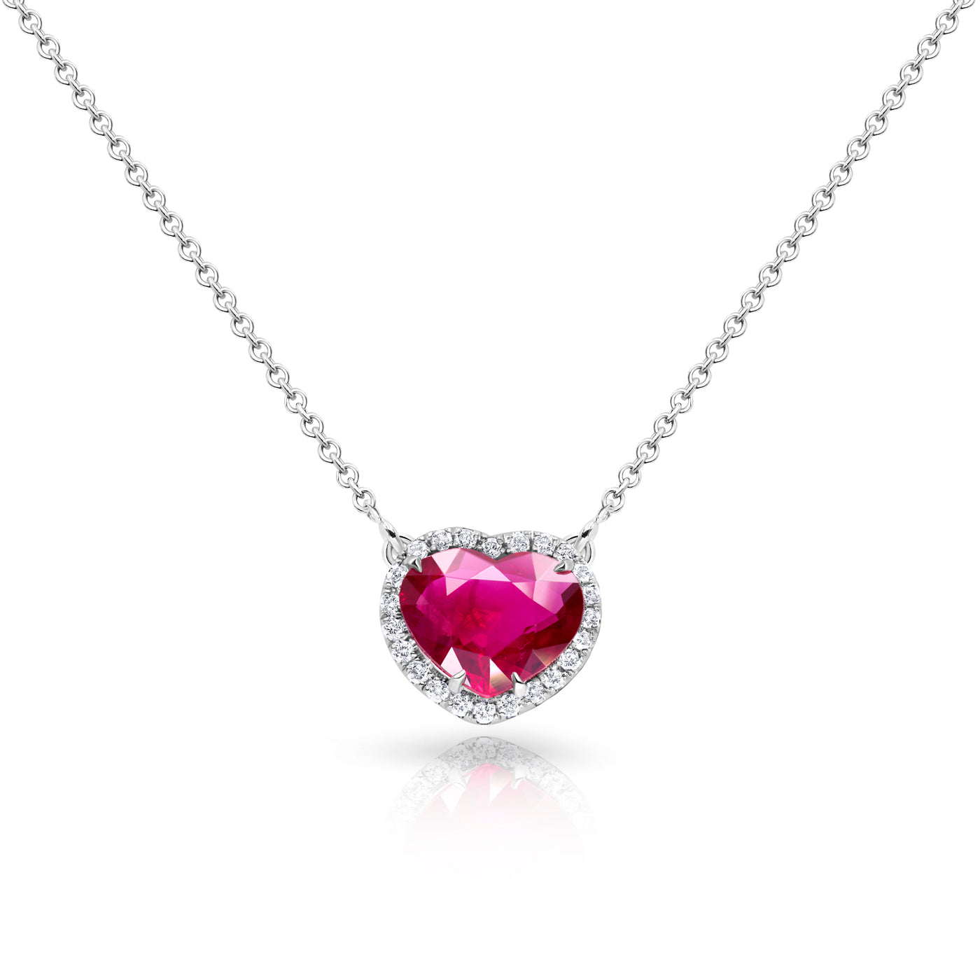 Ruby Pendant with Diamond Halo Pendant