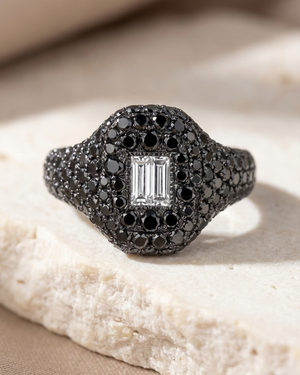 Black Rhodium Black Diamond Pinky Ring