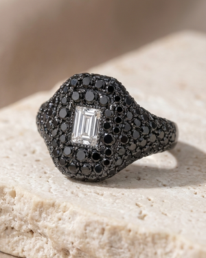 Black Rhodium Black Diamond Pinky Ring