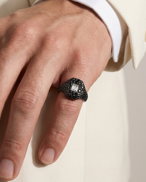 Black Rhodium Black Diamond Pinky Ring
