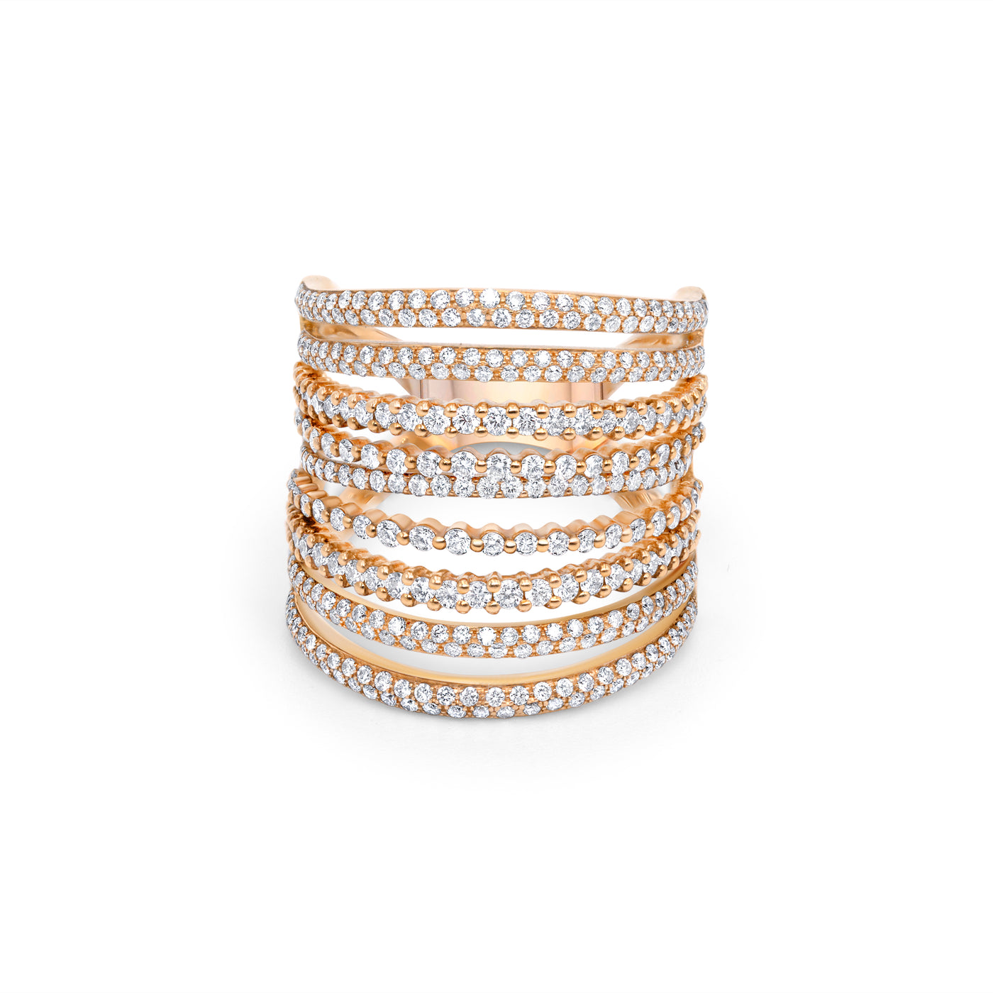 9 Row Prong Set Diamond Pavé Band