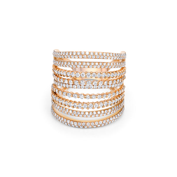 9 Row Prong Set Diamond Pavé Band