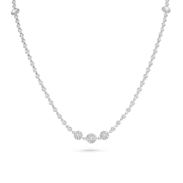 Round Halo Set Diamond Necklace