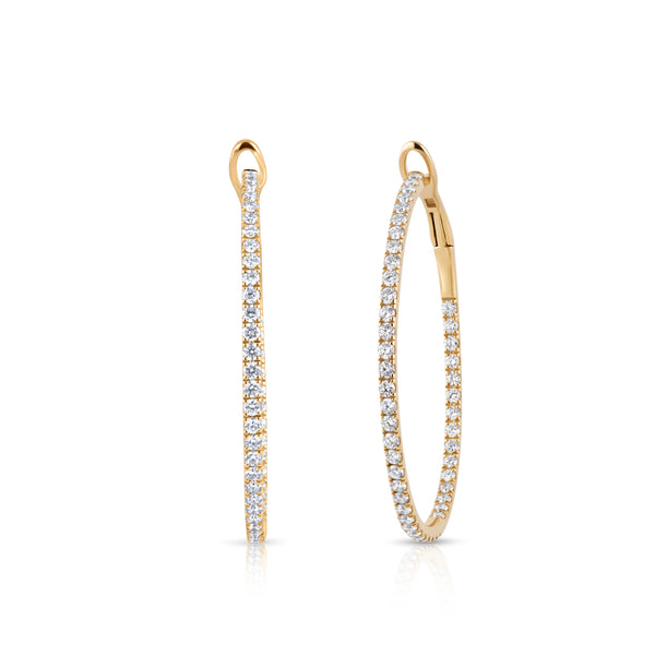 Large Inside Out Round Diamond Hoop Earrings | 1.83tw