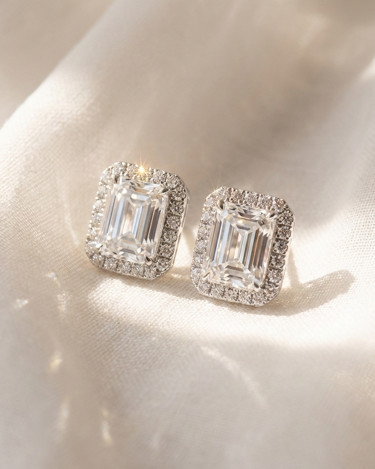 Emerald Cut Diamond Stud Earrings | 2.23tw