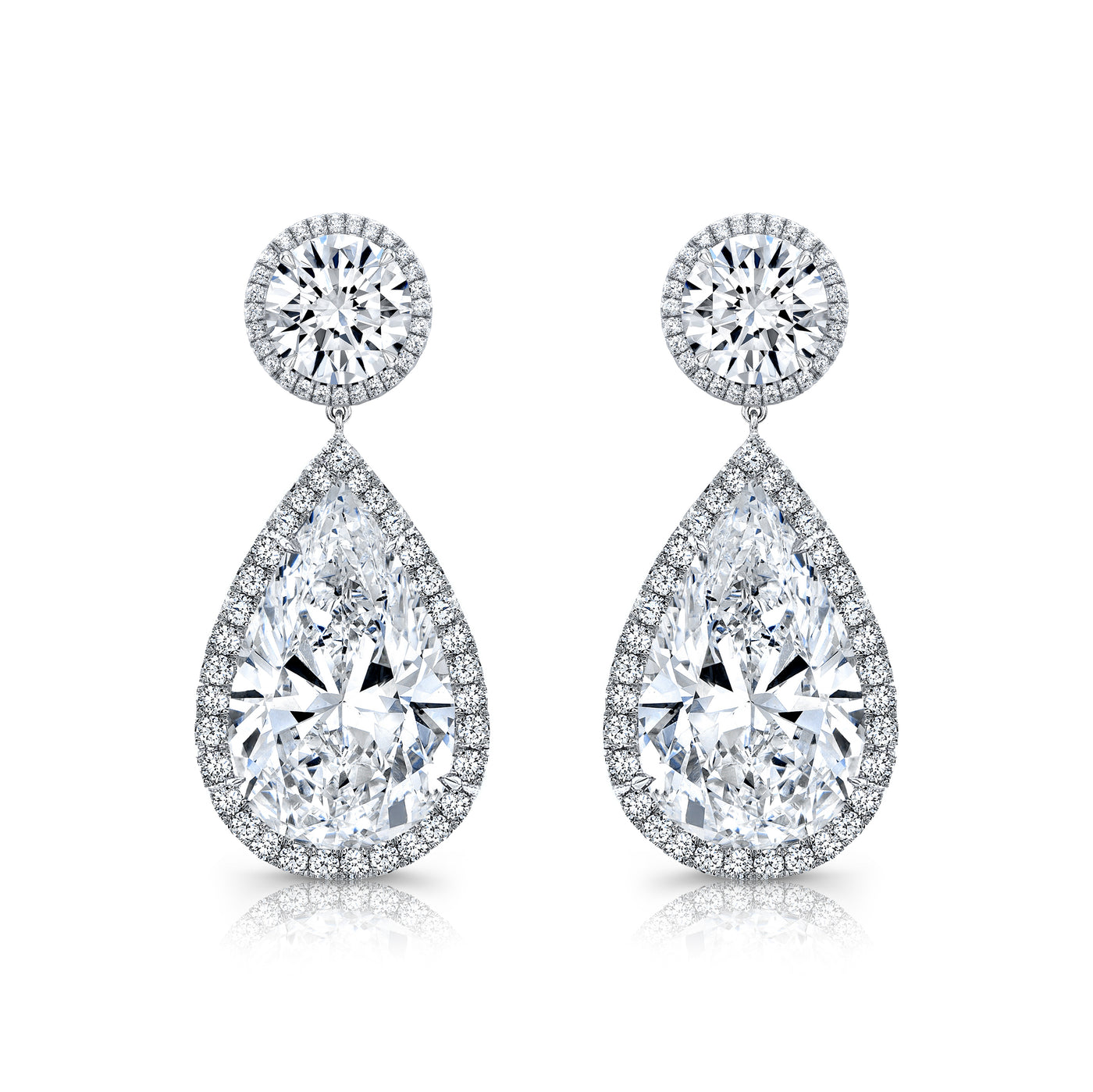 Pear Shape & Round Diamond Drop Earrings | 4.33tw
