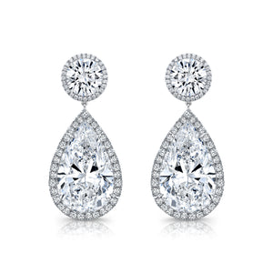 Pear Shape & Round Diamond Drop Earrings | 4.33tw