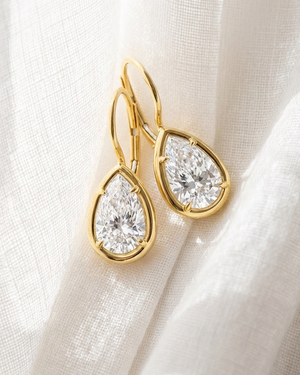Pear Shape Bezel Set Diamond Earrings | 4.07tw