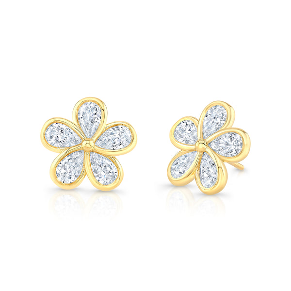 Pear Shape Diamond Flower Earrings | 10.07tw