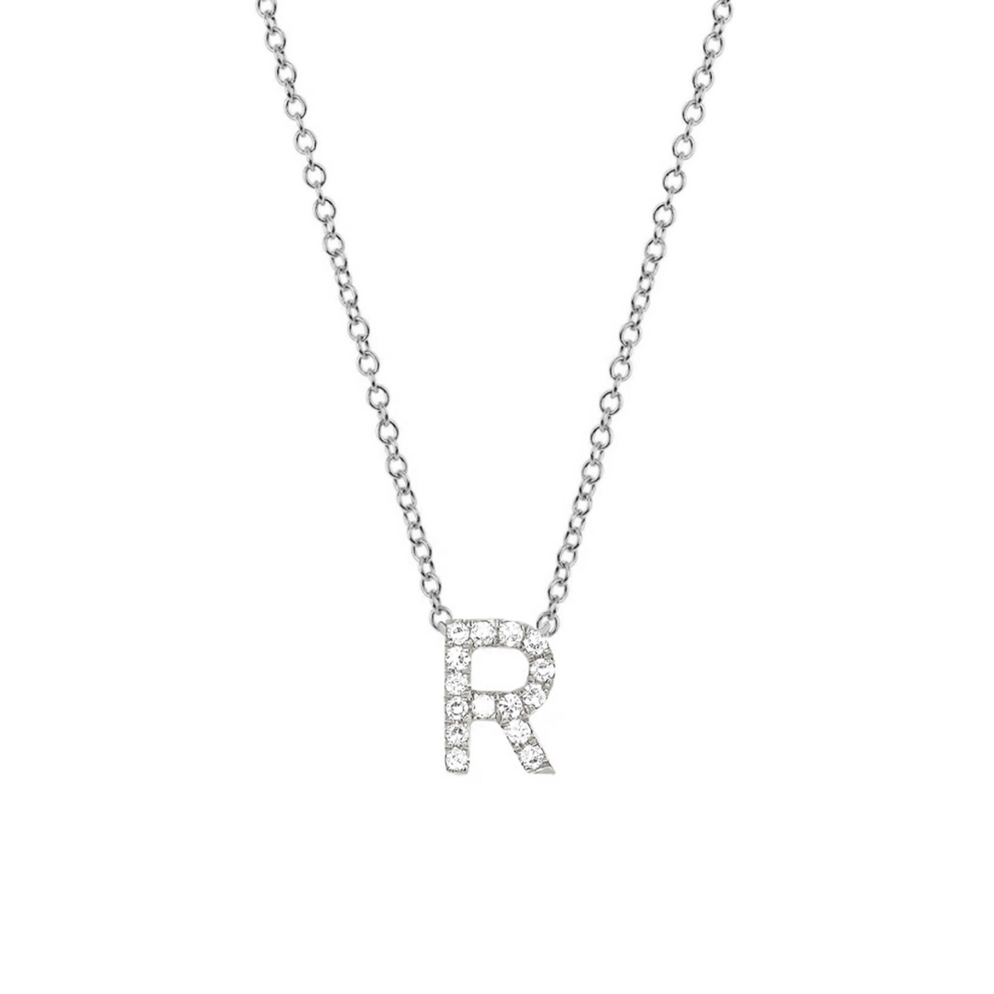Diamond "R" Initial Necklace