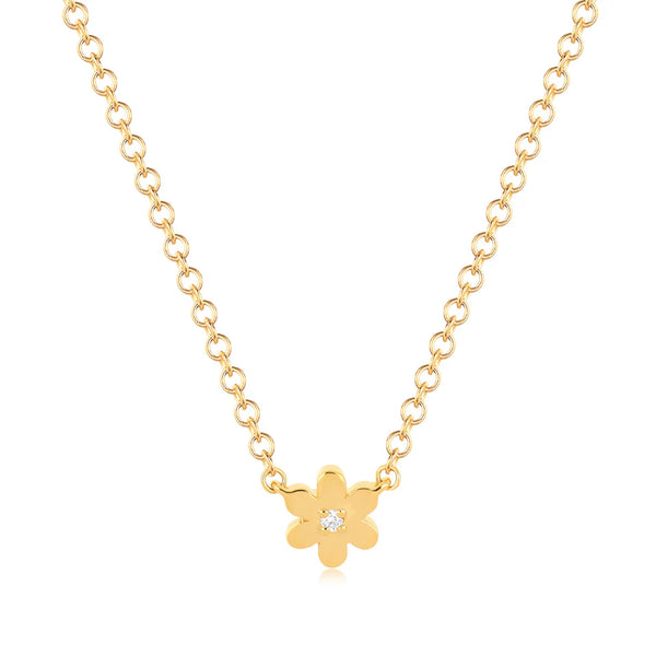 Yellow Gold Diamond Baby Daisy Necklace