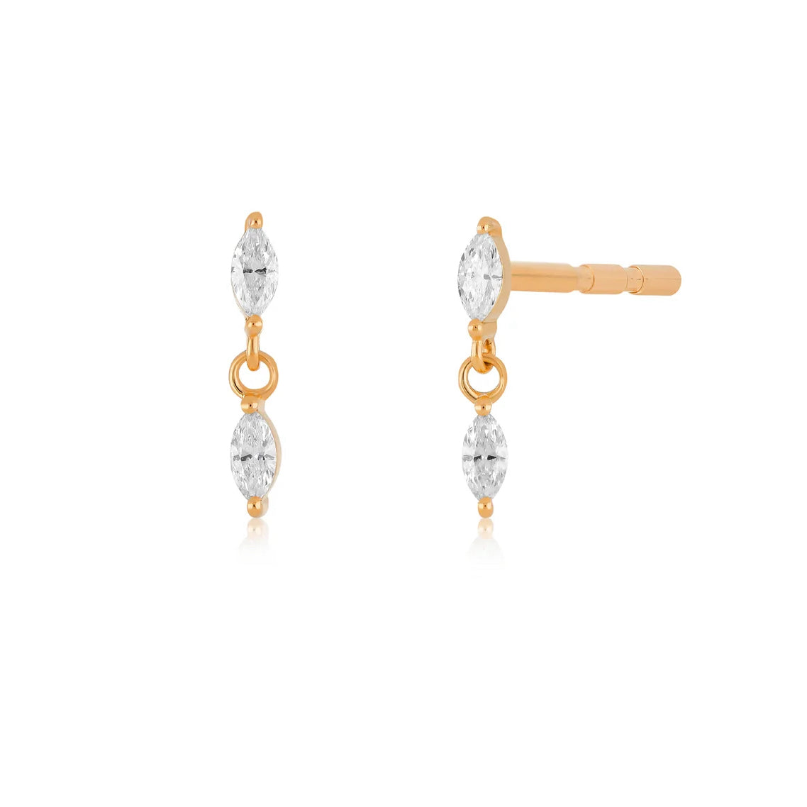 Double Marquise Diamonds Dangle Stud Earrings