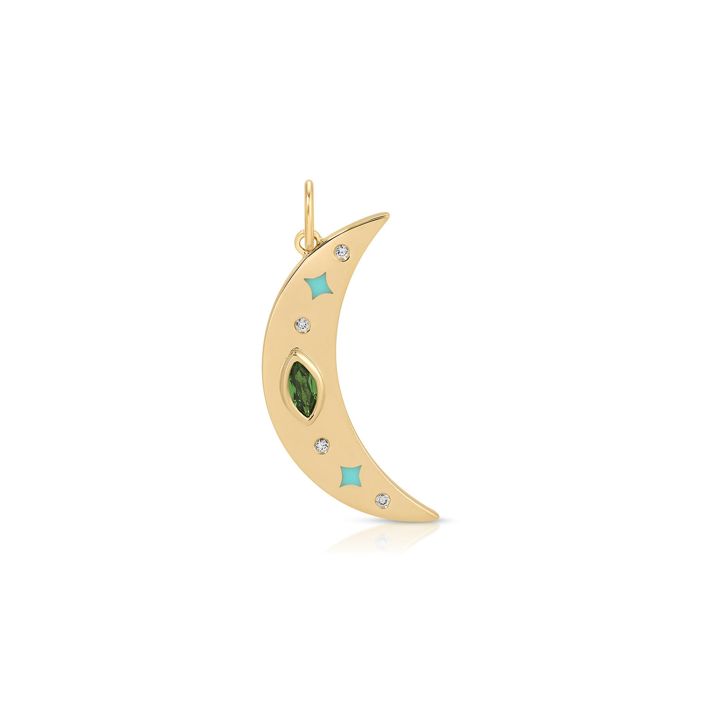 Diamond and Tsavorite Jumbo Moon Charm