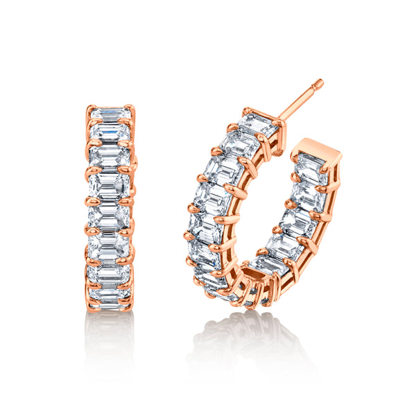 Emerald Cut Diamond Hoop Earrings | 5.57tw