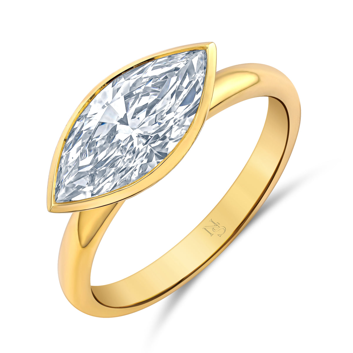 East-West Illusion Bezel Marquise Diamond Ring | 2.06ct