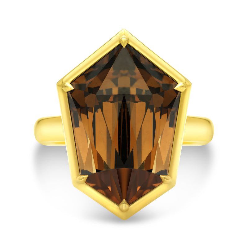 Kite Shape Fancy Dark Orange Brown Diamond Ring | 10.97ct