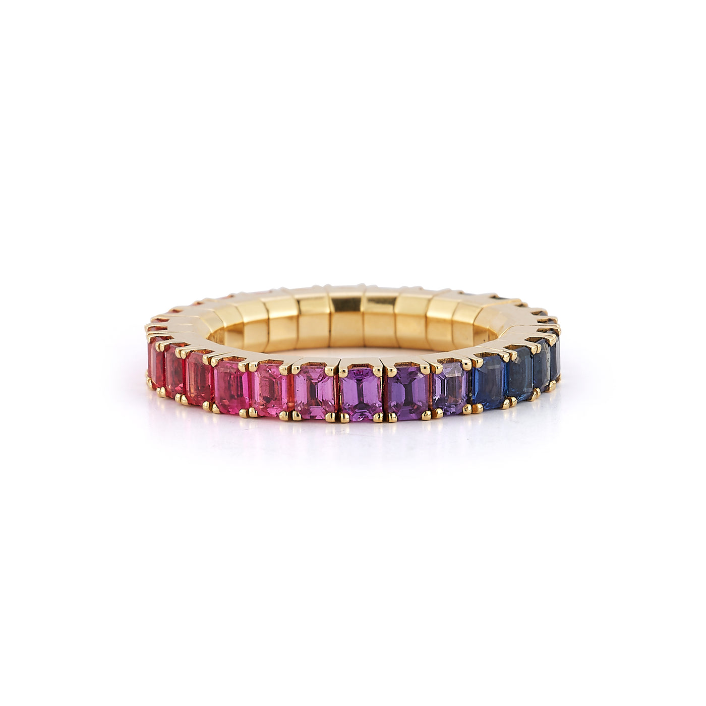 Large Rainbow Sapphire Stretch Eternity Band