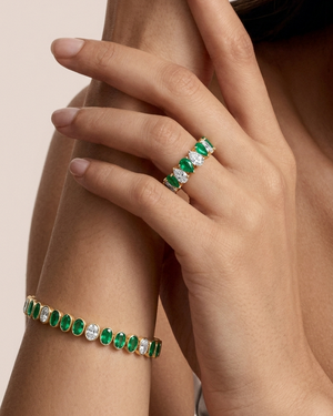 Oval Emerald & Diamond Bracelet | 10.70tw