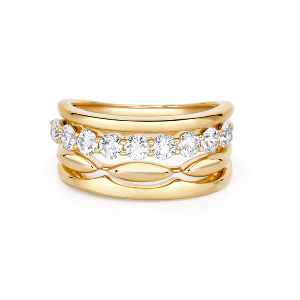 3 Row Scallop Diamond Ring