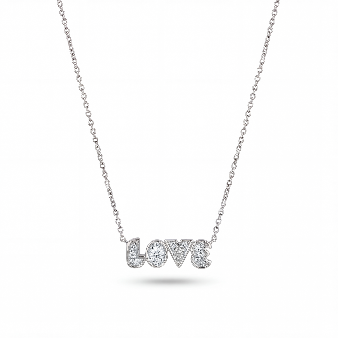 Diamond Shape Letter "Love" Necklace