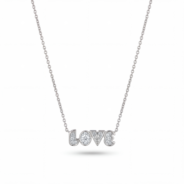 Diamond Shape Letter "Love" Necklace