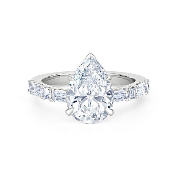 Pear Shape Diamond Ring with Alara and Blaze Cut Band | 3.70tw