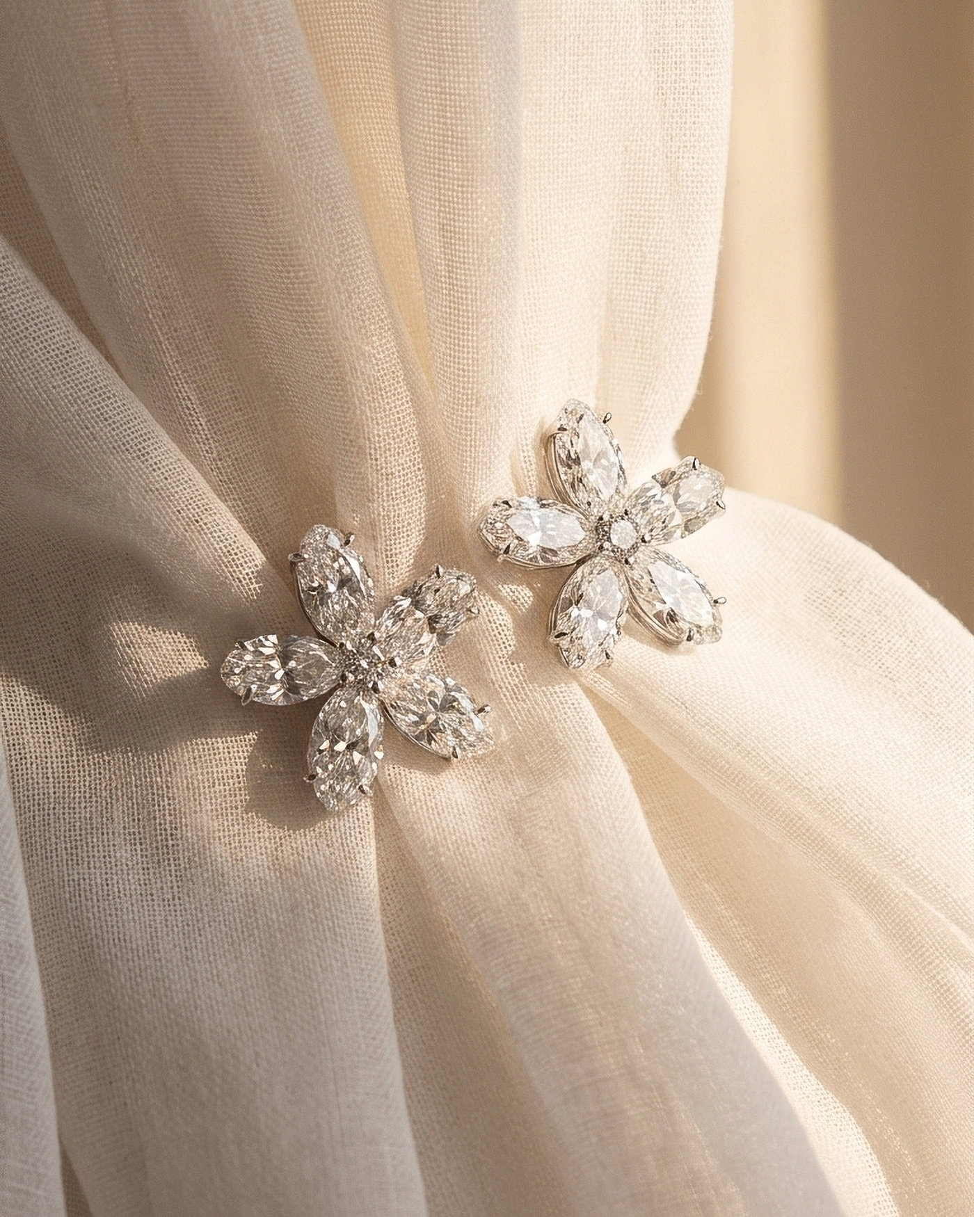 Moval Cut Diamond Flower Stud Earrings | 7.29tw