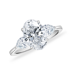 Oval Diamond Ring with Pear Side Stones | 2.85tw