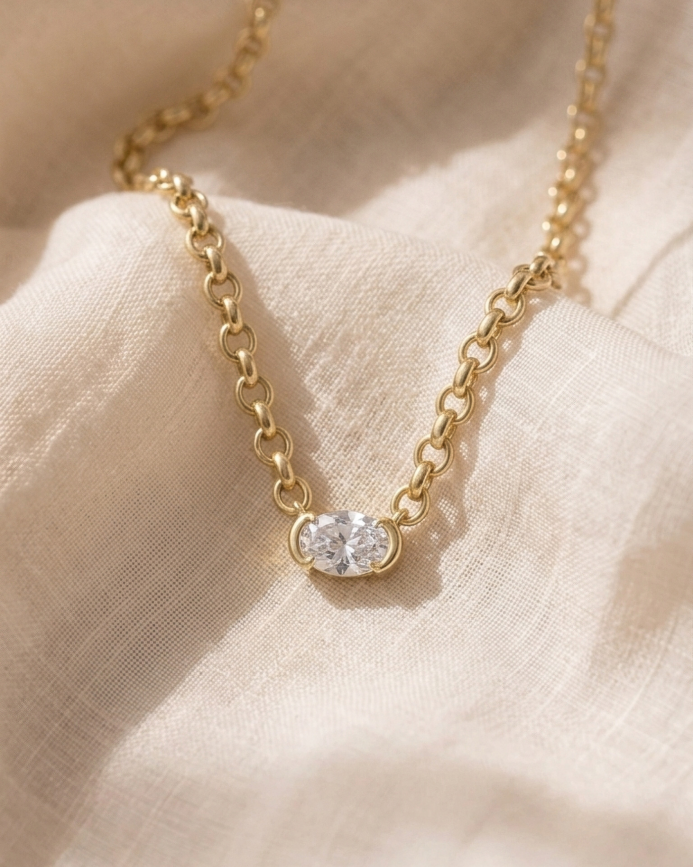 East West Oval Diamond Cuddle Necklace | .30ct