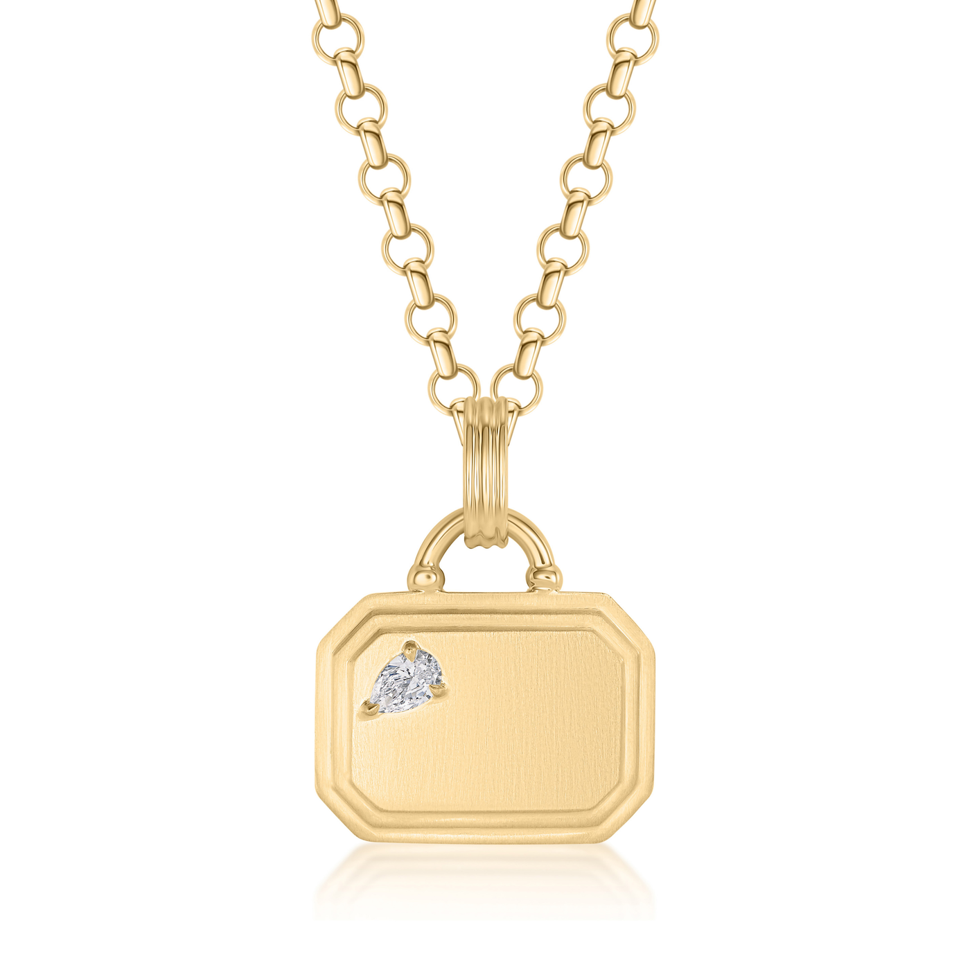 East West Dog Tag Pendant with Diamond | 0.15tw