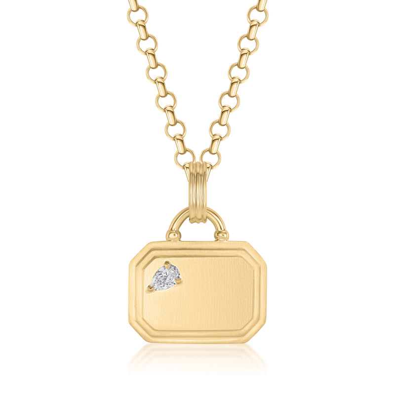 East West Dog Tag Pendant with Diamond | 0.15tw