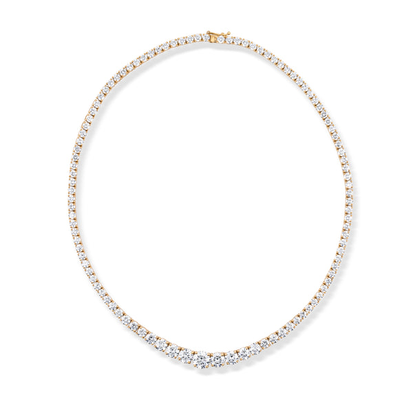 Graduated Round Brilliant Diamond Tennis Necklace | 25.21tw