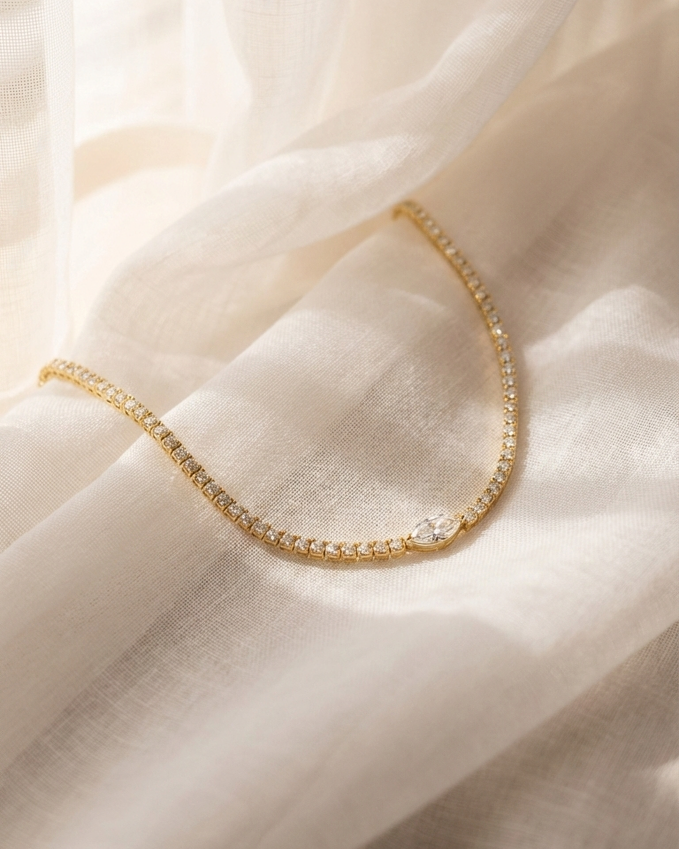 Marquise Center Diamond Tennis Necklace | 5.75tw