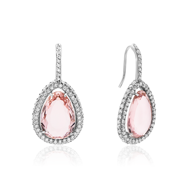 Pear Shape Morganite & Diamond Earrings