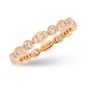Round Beaded Bezel Set Diamond Eternity Band | .61tw