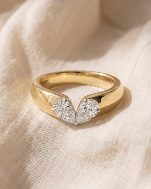 Kissing Pear Diamond Heart Ring | .60tw