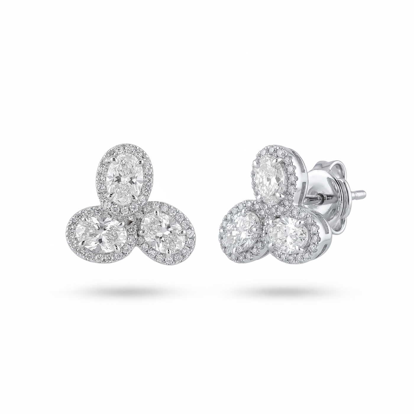 Oval Diamond Halo Earrings | 3.55tw